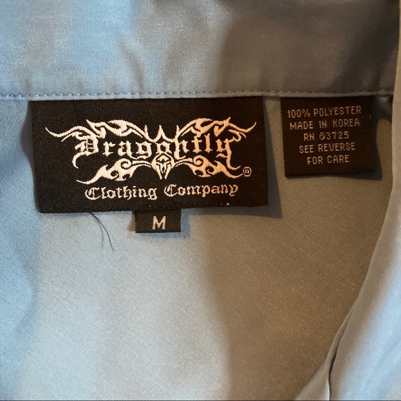 90s Dragon Fire Flames Geometric Button Shirt Polyester Medium - Picture 8 of 8